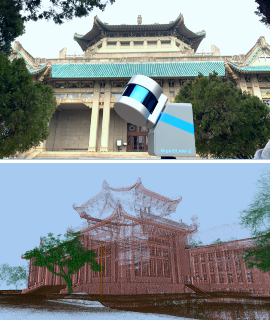 RigelSLAM走進武大實景復(fù)現(xiàn)櫻花大道、新舊建筑
